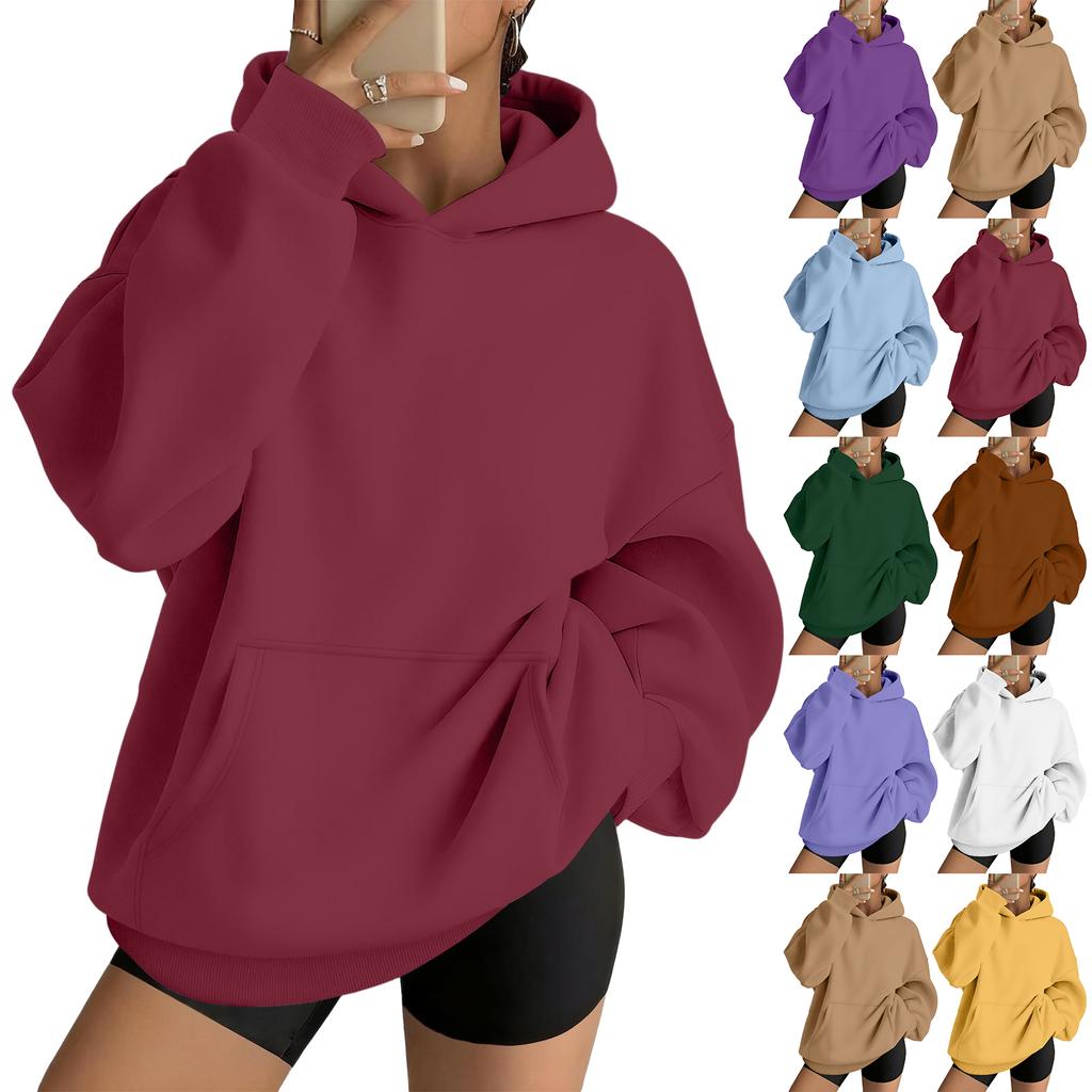 Women's Casual Loose Fit Hoodie with Drop Shoulder and Long Sleeves Pullover Sweatshirt