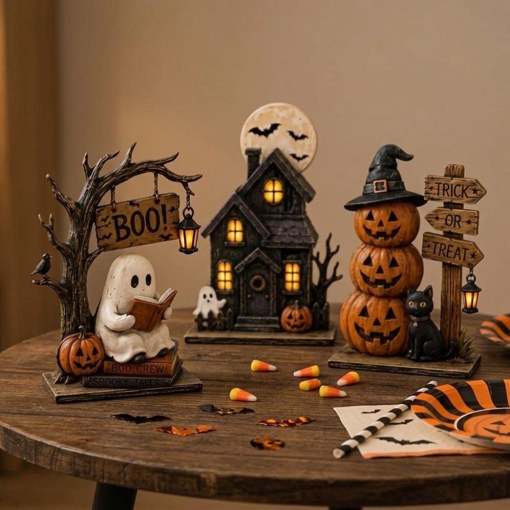 2D Flat Ghost Pumpkin Standing Sign Trick or Treat Haunted House Statue Holiday Party