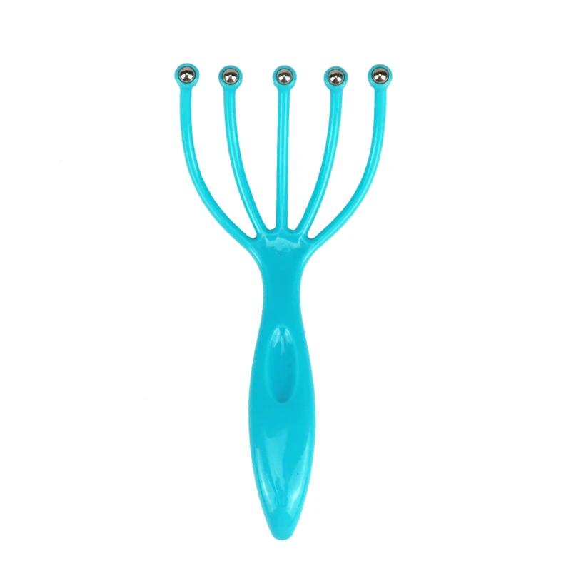 1pc head massager scalp and neck comb roller 5-finger steel ball handheld hair care forrelaxation Special for real hair wigs