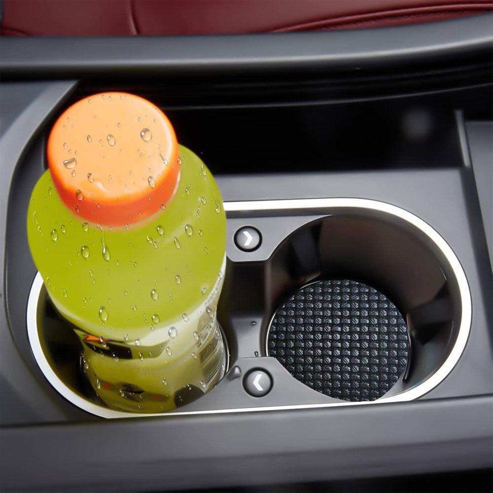 2x Car Universal Water Coaster PU Leather Woven Pad Foam Mat Cup Bottle Holder Anti-slip Waterproof Pad Mat Interior Accessories