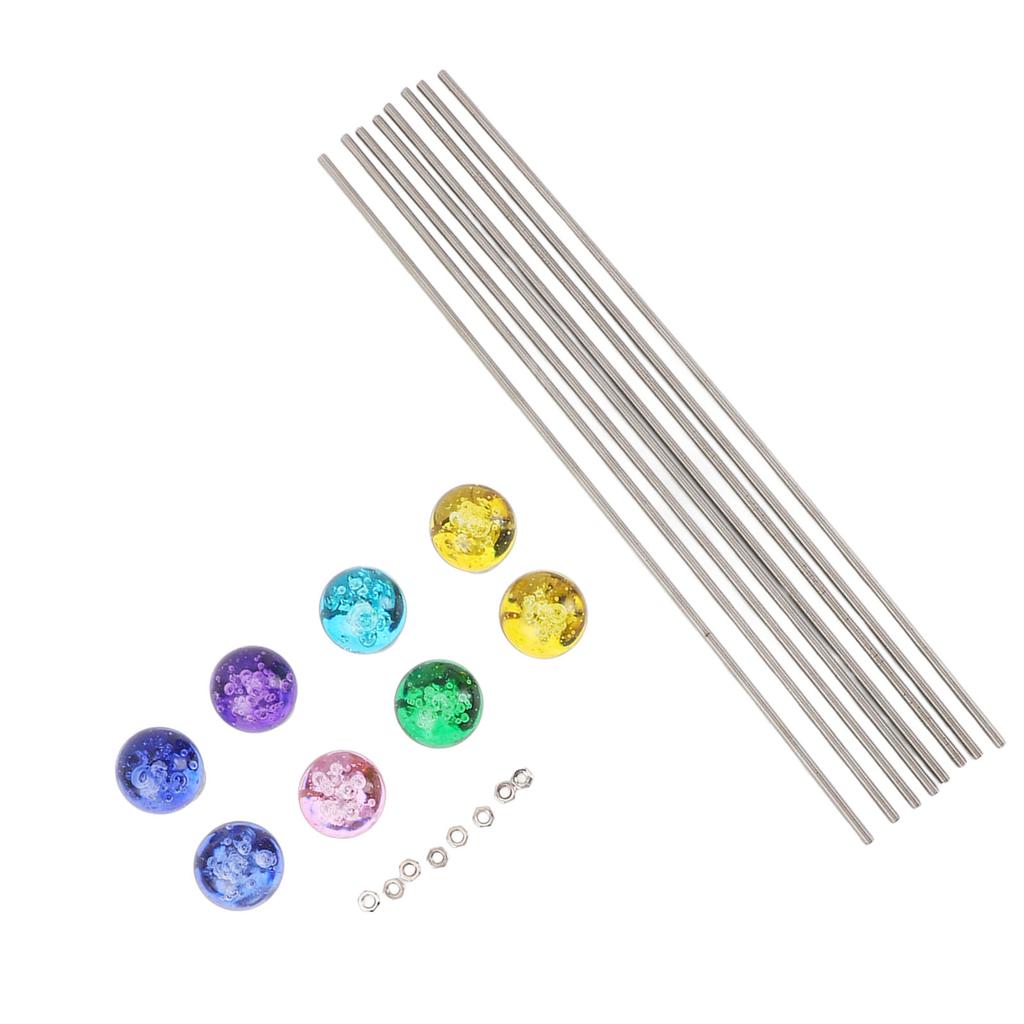 8PCS DIY Garden Beaded Stakes Stainless Steel Fairy Garden Stakes Wands with Crystal Stopper Top