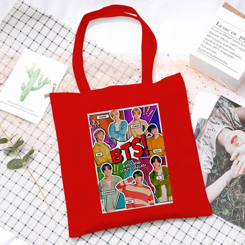 Korean Style Printed Canvas Tote Bag for Women Men Large Capacity Commuter Shoulder Handbag Fashionable Daily Outing Purse KTB