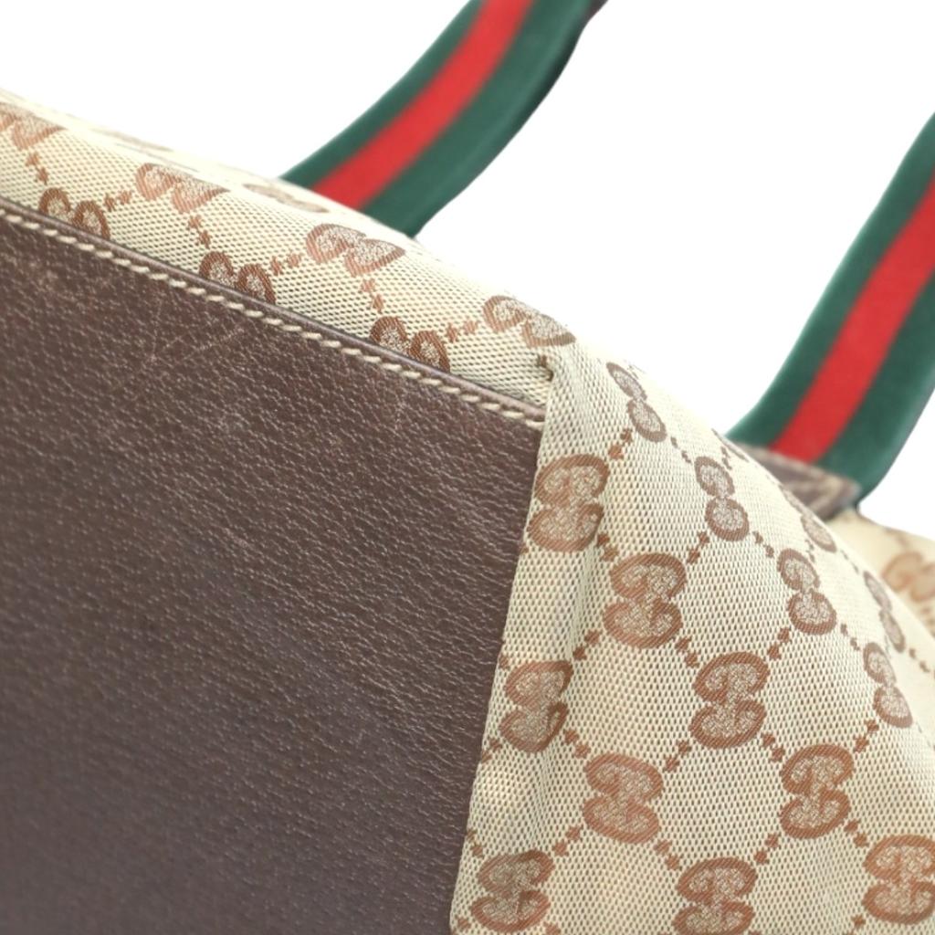 Gucci Sherry Line GG Canvas Handbag Tote Bag Beige Women 131228 Used