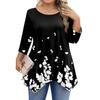 Womens Plus Size 3/4 Sleeve Shirts  Round Neck Tunic Tops Basic Loose Fit Tee Tops L-5XL