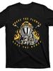 Men's Retro Firefighter Pattern T-shirt Brave Face Fire Save Life Design Breathable Black Round Neck Short Sleeve Shirt