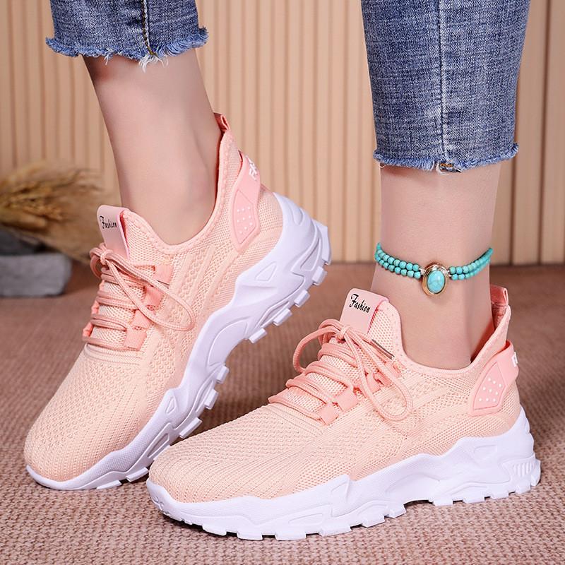 Women's shoes spring new foreign trade large size shoes fly-woven breathable casual shoes soft sole not tired feet dad shoes