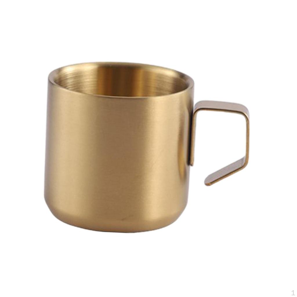 Coffee Mug Double Walled Stainless Steel Juice Milk AntiSlip Handle Portable Durable Versatile