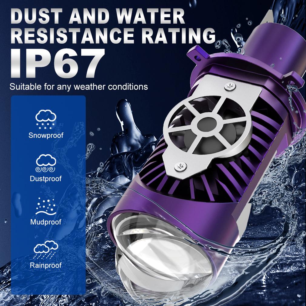 2 Stück Dual-Linse H4 LED Scheinwerferlampen Mini Projektorlinse LED HB2 9003 Autolampe Motorradscheinwerfer Fern-/Abblendlicht LHD 100W 40000LM Plug& Play