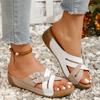 Fashion Flat Sandals Summer New Round Head Open Toe Metal Buckle Collocation Color Soft Sole Anti-slip Wear-resistant Slippers