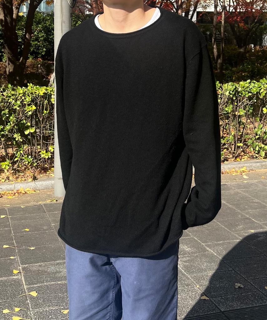Paseleu Rough Cut Boat Neck Knit [Black]