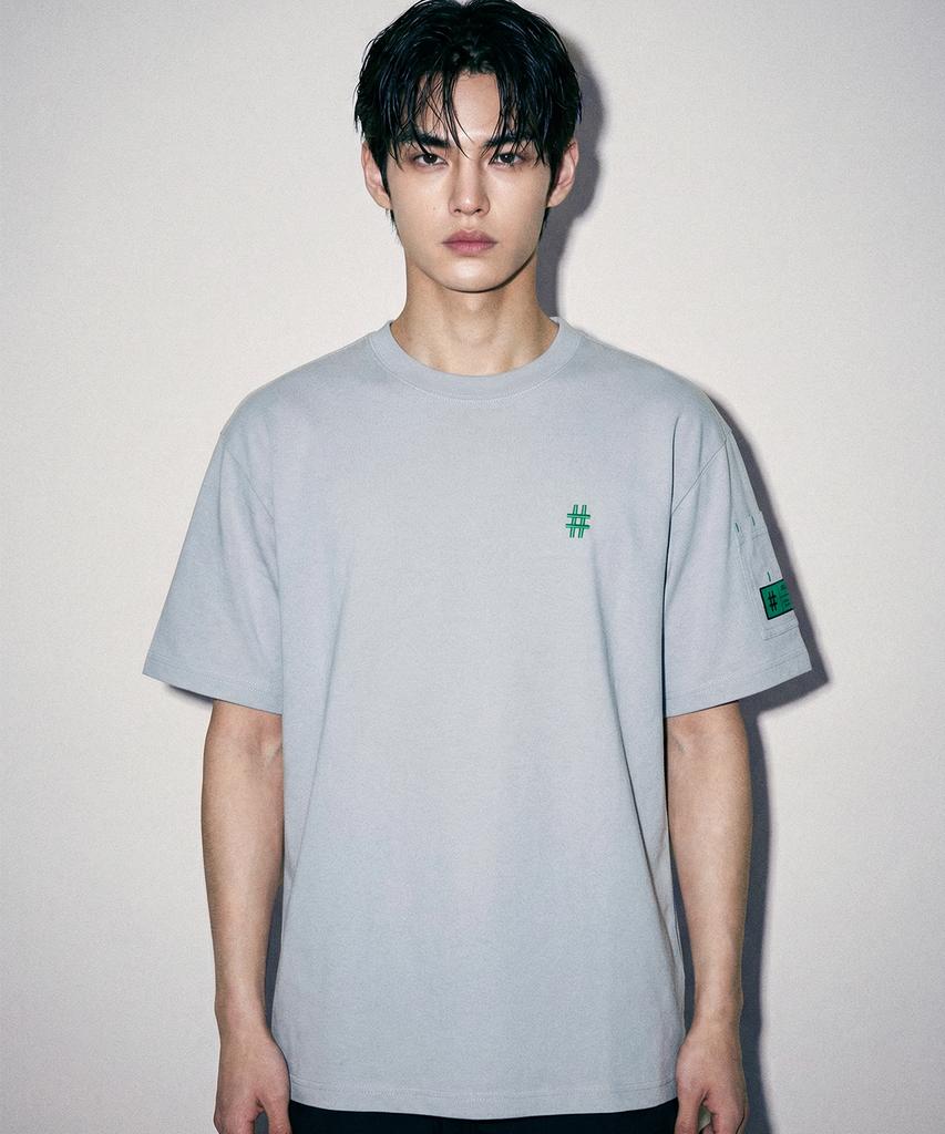 BEENTRILL Green Label Sleeve Pocket Comfort Fit Short Sleeve T-Shirt (Light Gray)