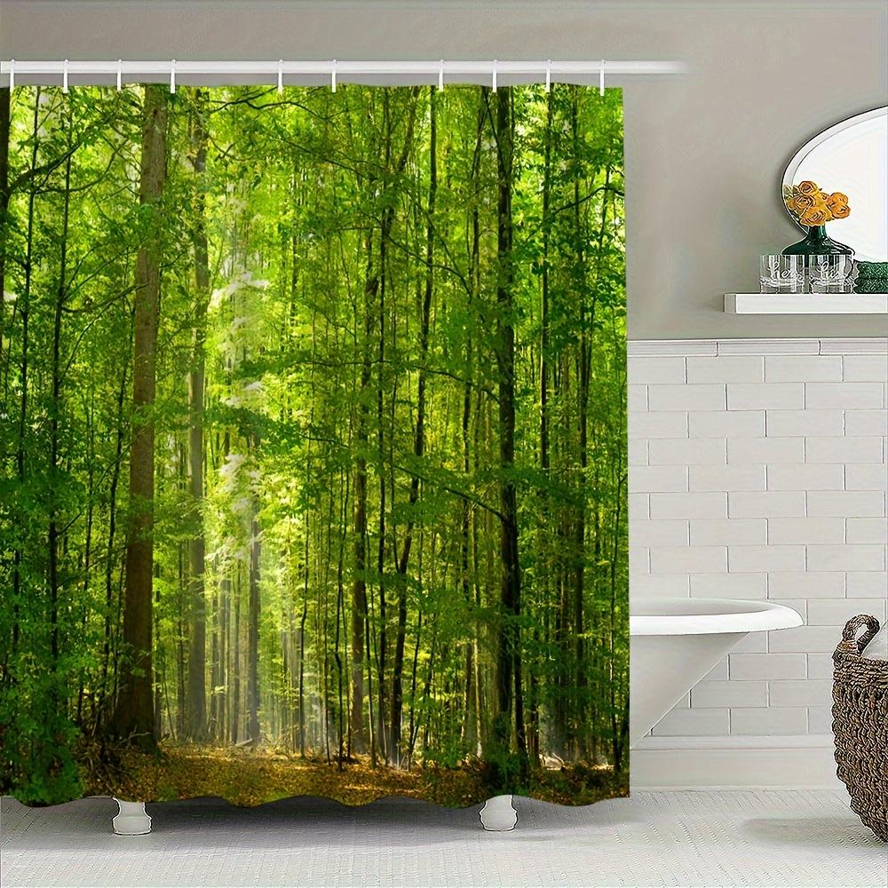 

1Pc Forest Bath Shower Curtain - Extra Large, Serene Tree Print Design, Machine Washable Polyester, Ideal For Bathroom Decor W60H190(CM)-1 Pcs