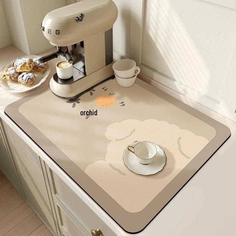 Cartoon Diatom Mud Kitchen Mat - Anti-Scald, Heat Insulation, Quick-Dry, Oil-Proof, Waterproof, Water-Absorbing Table Mat.