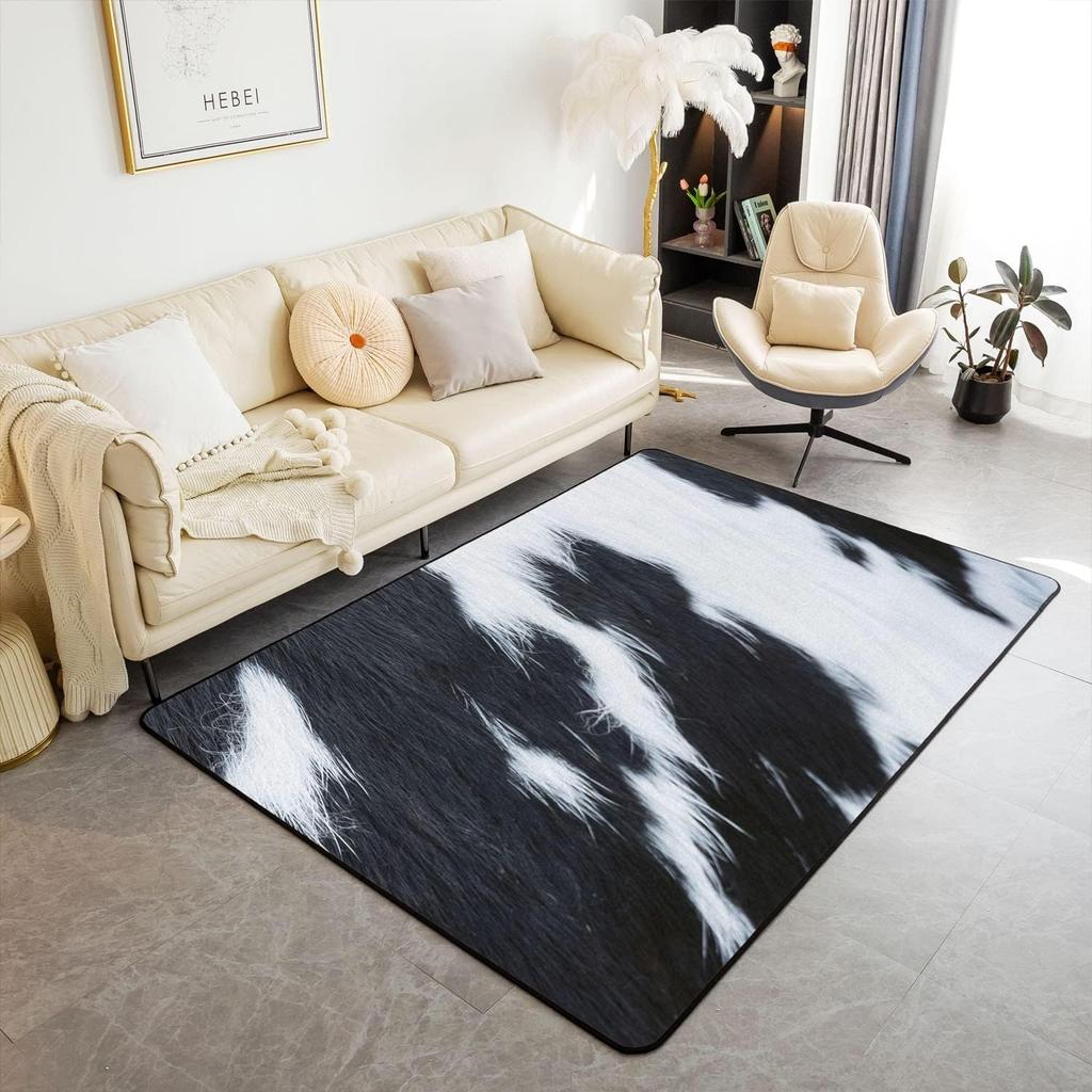 Cowhide Pattern Area Living Room Rugs for Boys Girls Man Cow Spot Wild Animal Decorative Rug Farmhouse Cowboys Bedroom Decor