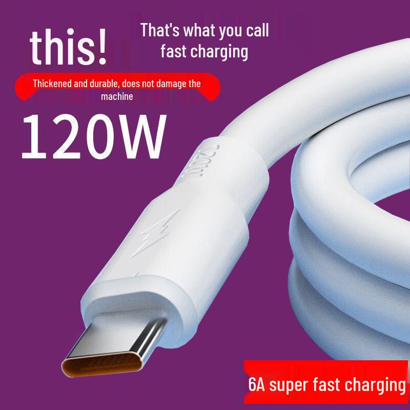 120W Super Fast Charging Cable, 6A Flash Charge, Compatible with Huawei Honor Type-C Devices