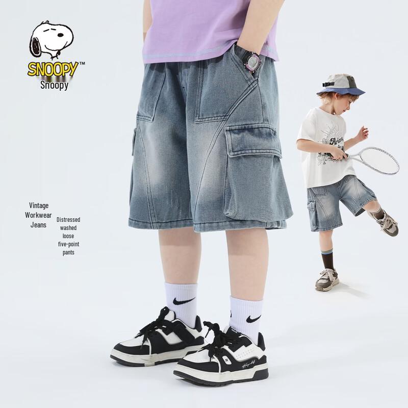 Snoopy Boys  Gradient Denim Shorts 140cm