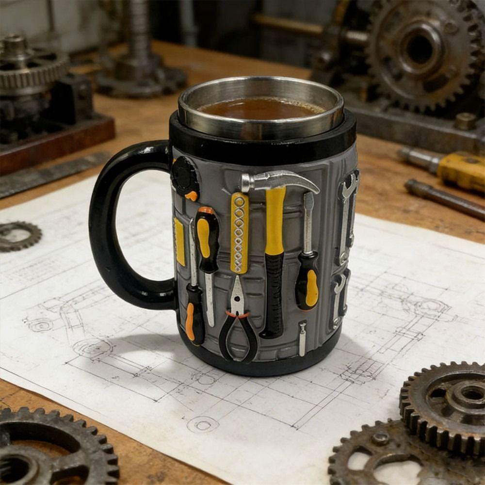 3D design nářadí Hrnnek na kávu Nerezový pohár na vodu Vtipný hrnek pro mechanika Dárky pro muže