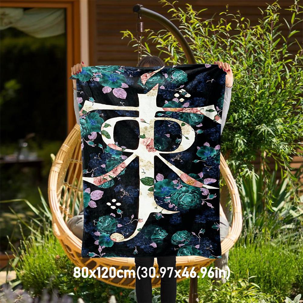 

1pc cross floral pattern - Throw Blanket, Soft, Flannel Blankets, Living Room, All Seasons Use-1021005 80x120cm