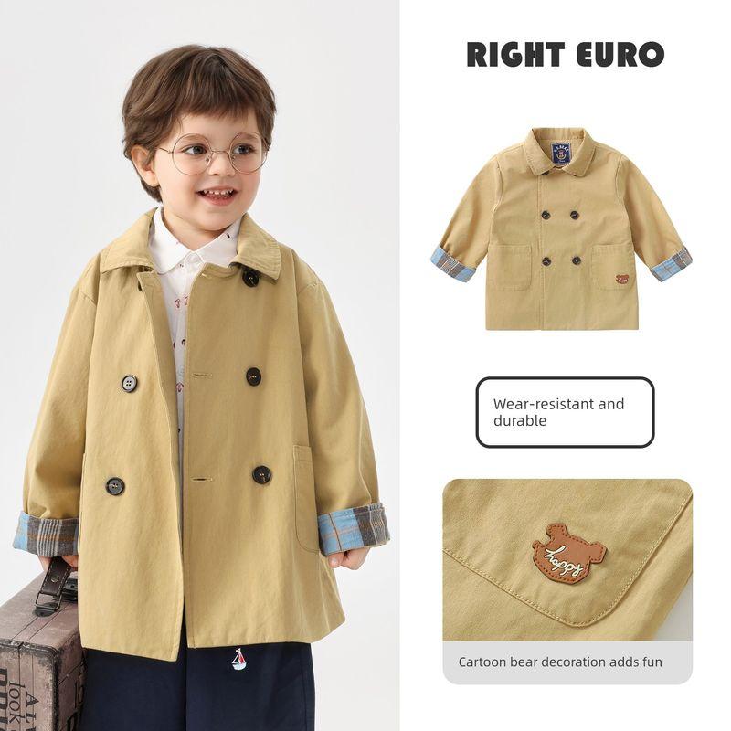 Right European Style Boys Spring Windbreaker Jacket Children s Spring Clothing 2026 New Children s Wear Baby Spring and Autumn Casual Windbreaker Top Khaki 140