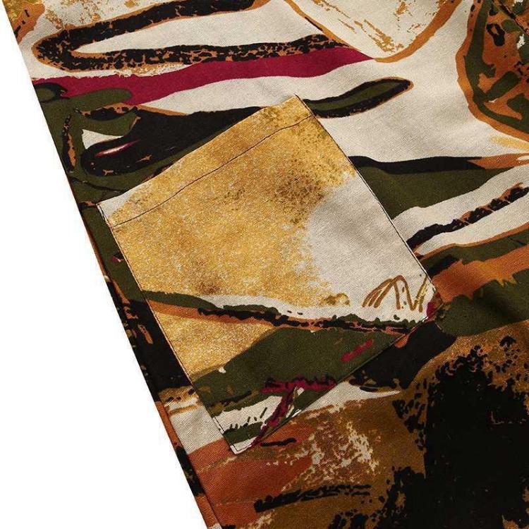 Bohemian Women Dress Long Loose Waist Print Pocket O Neck Spring Summer National Style Sizes S To 5XL