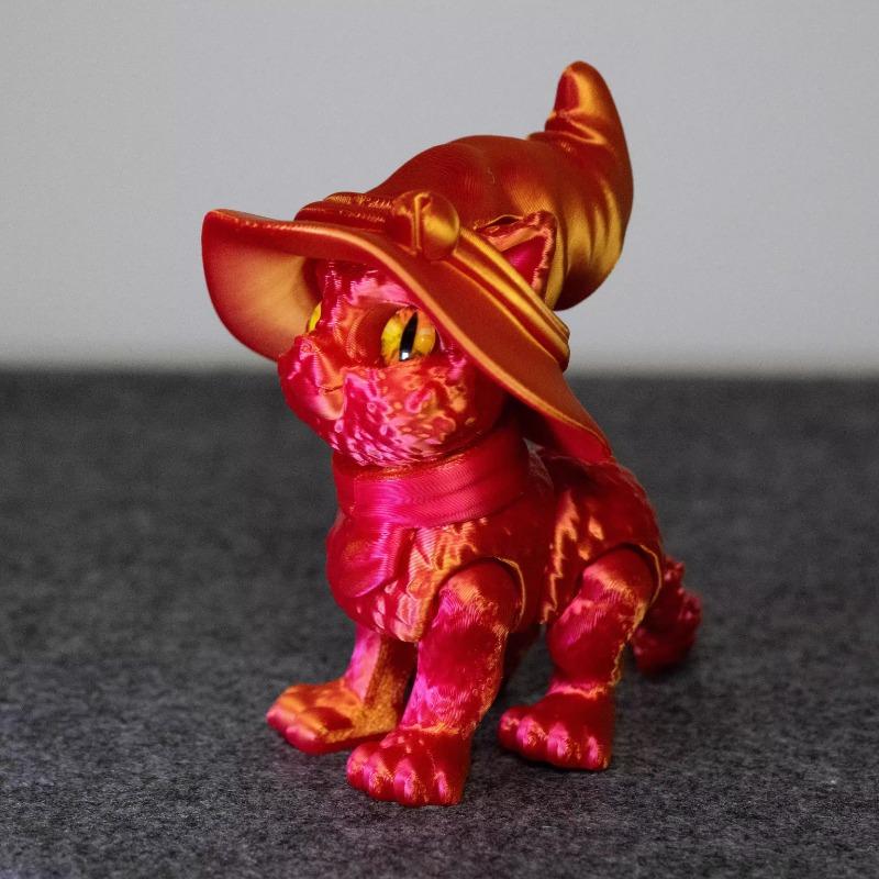 3D Printed Magic Cat Animals Toys Realistic Hairless Figurine Articulated Cat Fidget Toy for Cat Lover Collector Home Decoration