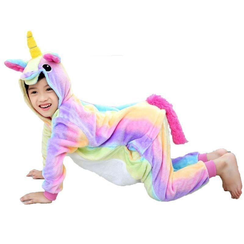 Rainbow Color Girls Sleeping Bag Onesies Pajama Animal Kids Unicorn Pajamas Children Cartoon Party Cosplay Clothes