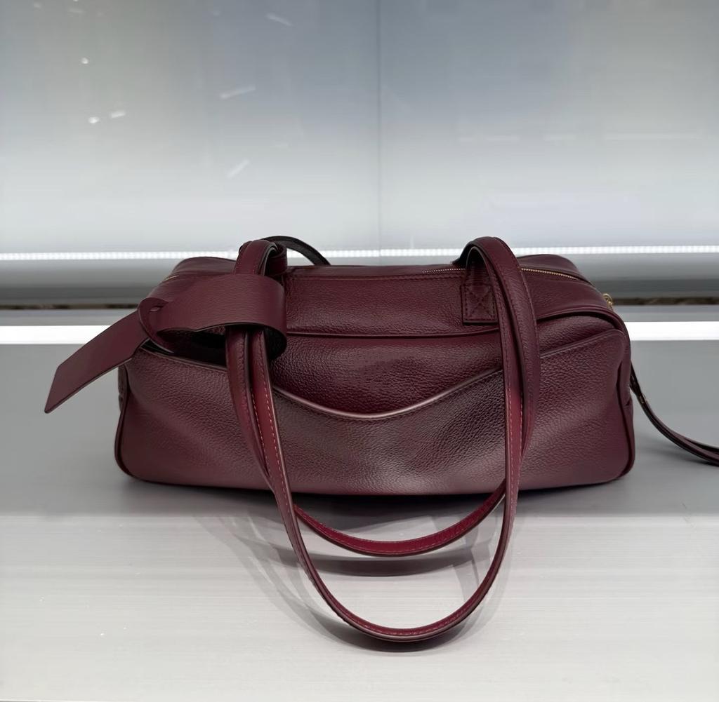 Head Layer Cowhide Bowling Armpit Bag Genuine Leather Shoulder Bag Toast Bag Pillow Bag Handbag Large Capacity Commuting Bag