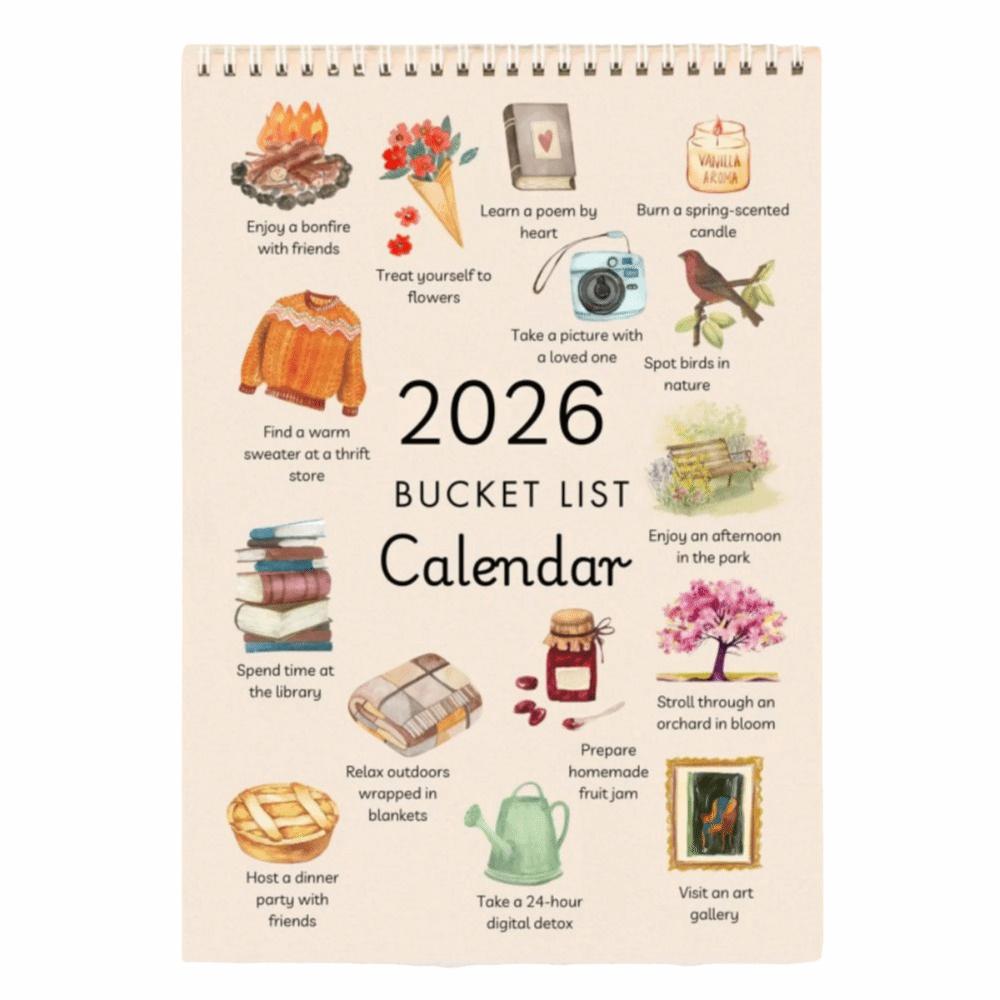 Notes Planning 2026 Wall Calendar Simple Style Desktop Calendar Premium Bucket List Calendar  Gifts