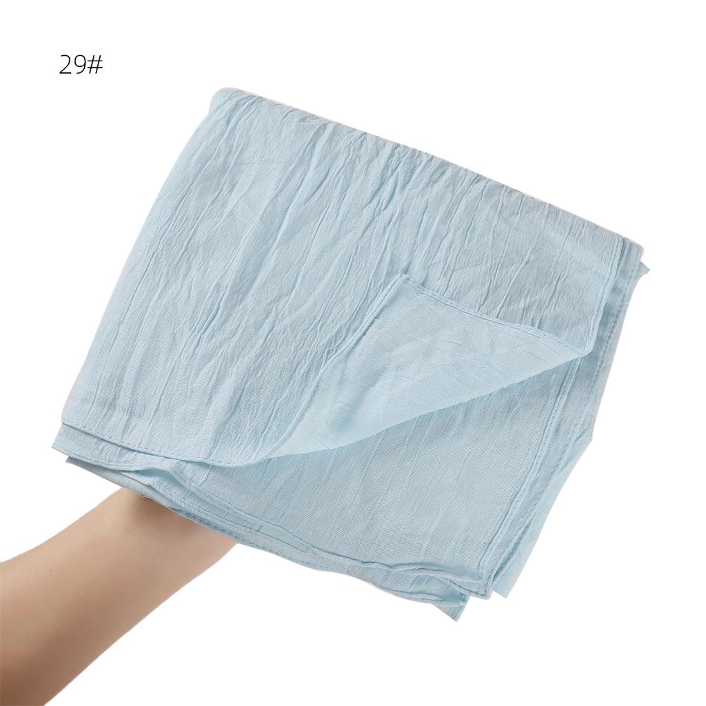 High Quality Breathable Elastic Wrinkle Long Scarf Women Plain Color Polyester Crinkle Soft Hijab Muslim Ladies Turban Headwraps