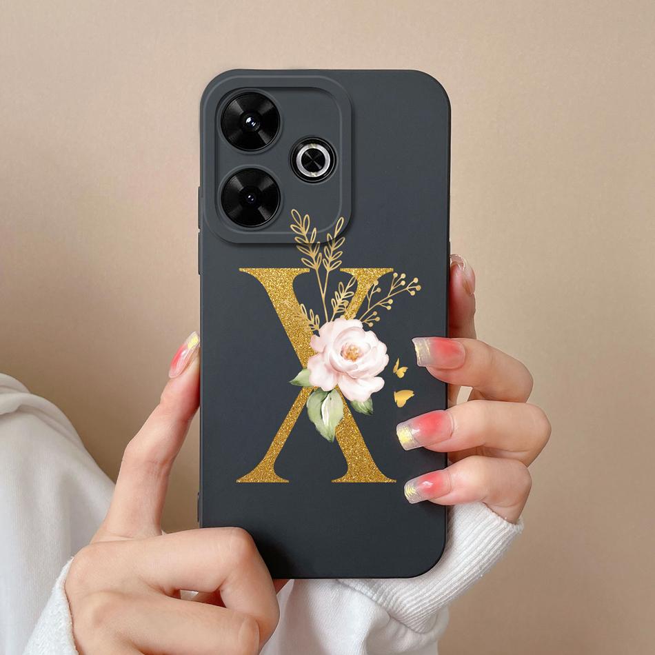 Elegant Case For Redmi 13 4G Personalized Letter Soft Liquid Silicone Protective Phone Cover For Xiaomi Redmi13 Shell Funda Capa