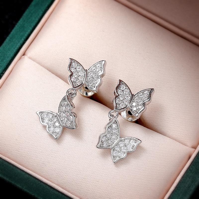 BELLA BOX Módne dámske náušnice s motýľom Vyhlásenie na párty Denné nosenie Visiace náušnice Dámske svadobné zásnubné šperky