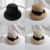 Women's Beach Vacation Straw Hat With Hepburn Big Bow Wide-brimmed Fisherman Bucket Hat For Spring Summer Travel Sunshade