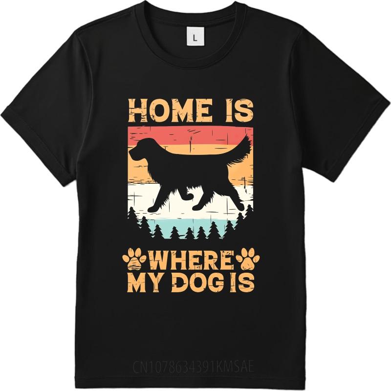 Cotton Tshirt Unisex Soft For Her Summer Tshirt Fashion Home Is Where My Dog Is Cool Unisex Tee Shirt Male Vintage Teeshirt