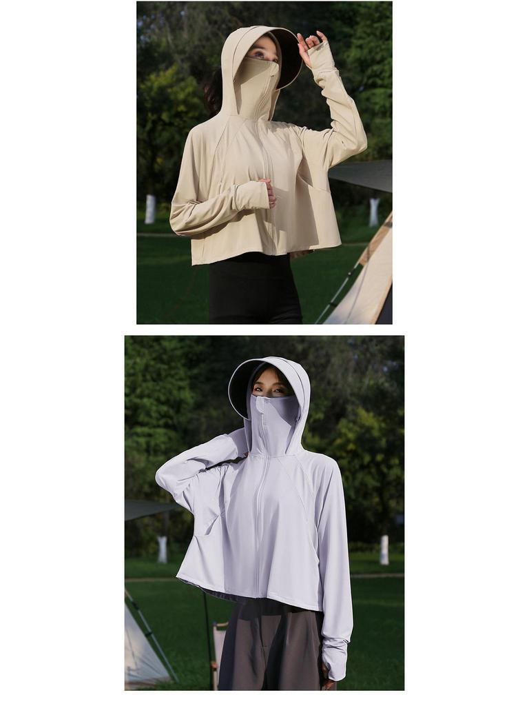 Women's Summer 2024 UV Protection Ice Silk Cycling Cardigan – Black Glue Original Yarn, Lightweight, and Breathable.
