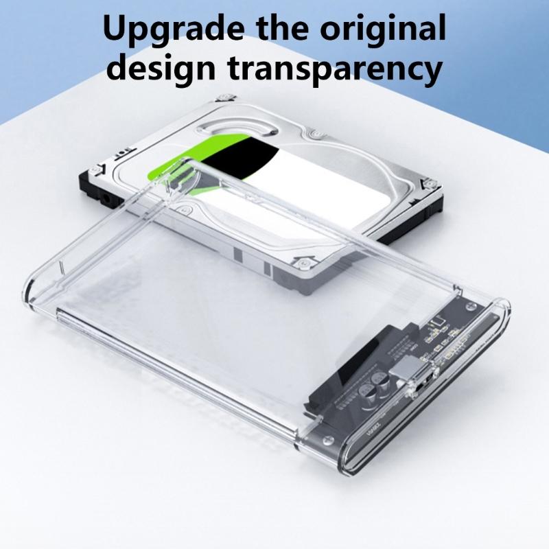 Klares 2,5-Zoll-Externes Festplattengehäuse für Solid-State-Laufwerke und HDD, kompatibel für mehrere Systeme