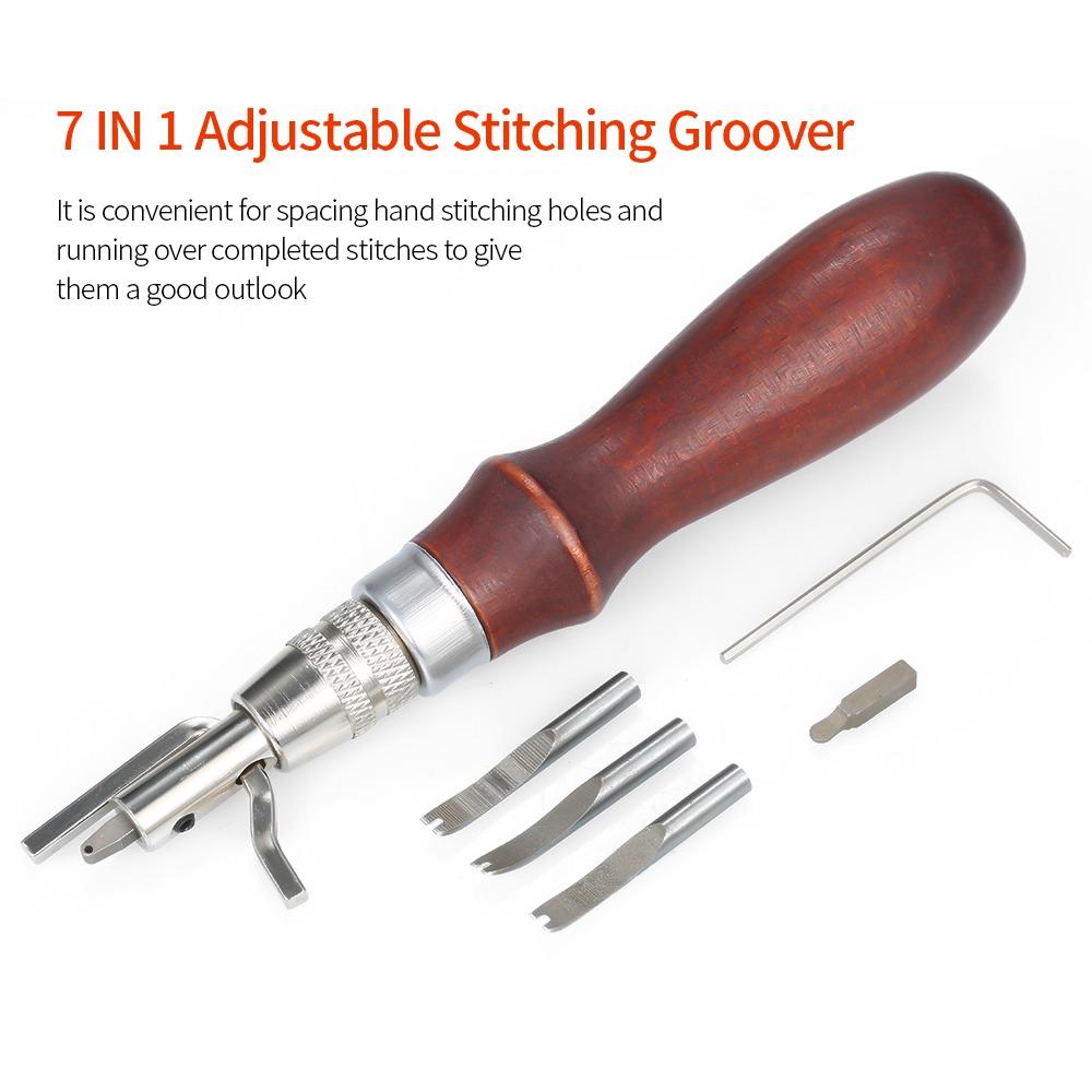 Interchangeable Tips Creasing Edge Beveler Adjustable Leathercraft Cutting Tool Trimming & Digging