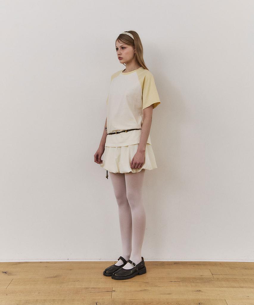 Une Sheer Balloon Mini Skirt_Cream