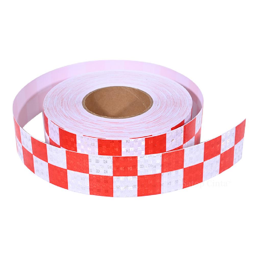 50mmx10m Shining Grid Reflective Warning Self-adhesive Waterprood High Reflection Red Yellow Black Fluorescent Stikcer For Truck