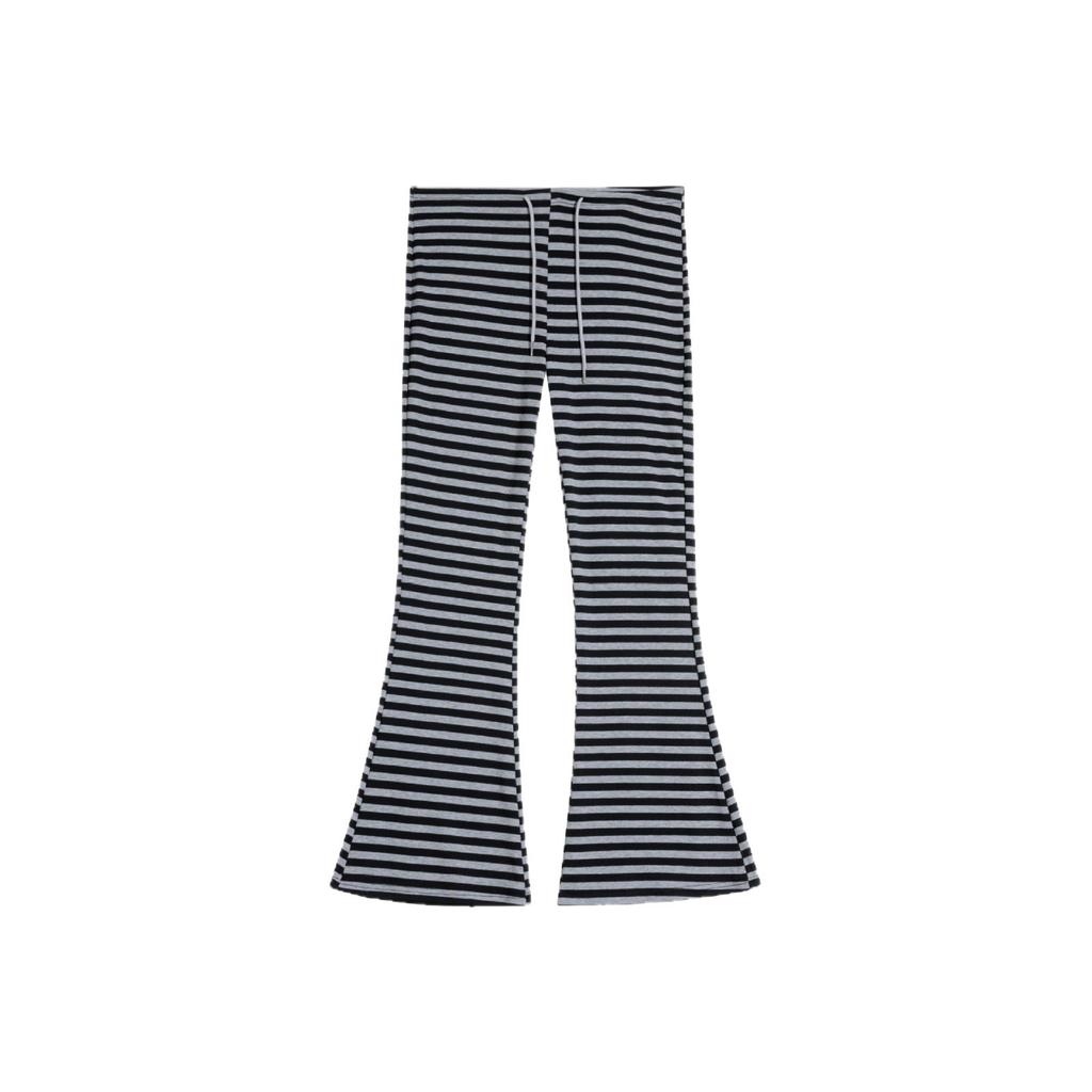 Striped cotton stretch cool knitted home lazy slim-fit striped elastic and slightly stretched thin casual pants