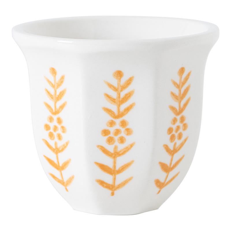 Taza de Café de Cerámica Blanca con Patrón de Tulipán Dorado para Festivales Árabes