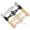 High Quality 316L Stainless Steel Butterfly Buckles 16mm 18mm 20mm 22mm Double Press Metal Clasps Rubber Band Deployment Buckle