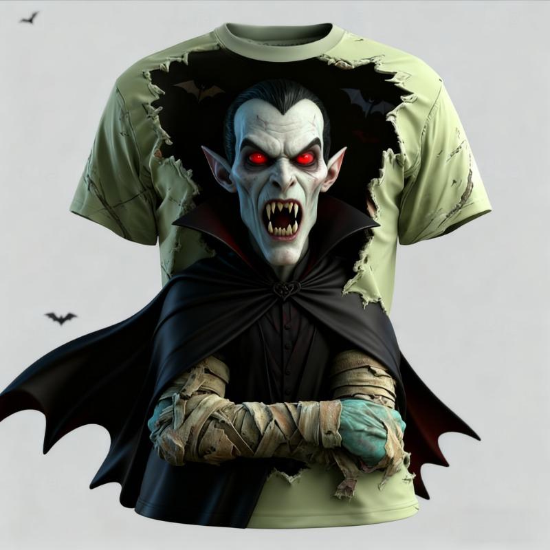 

Summer Men s 3D Printed T-shirt, Full Printed Pattern Short Sleeved Jersey, XXS