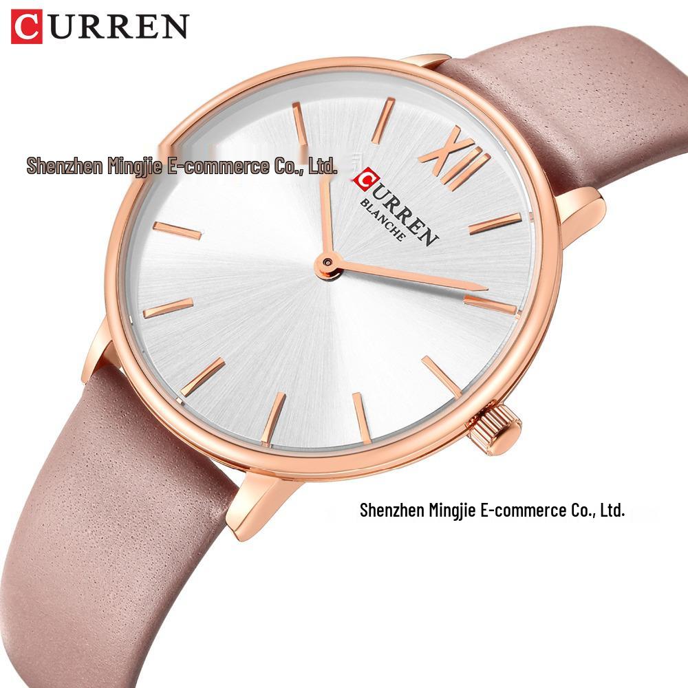 CURREN 9040 Women's Ultra-thin Waterproof Leather Strap Quartz Watch