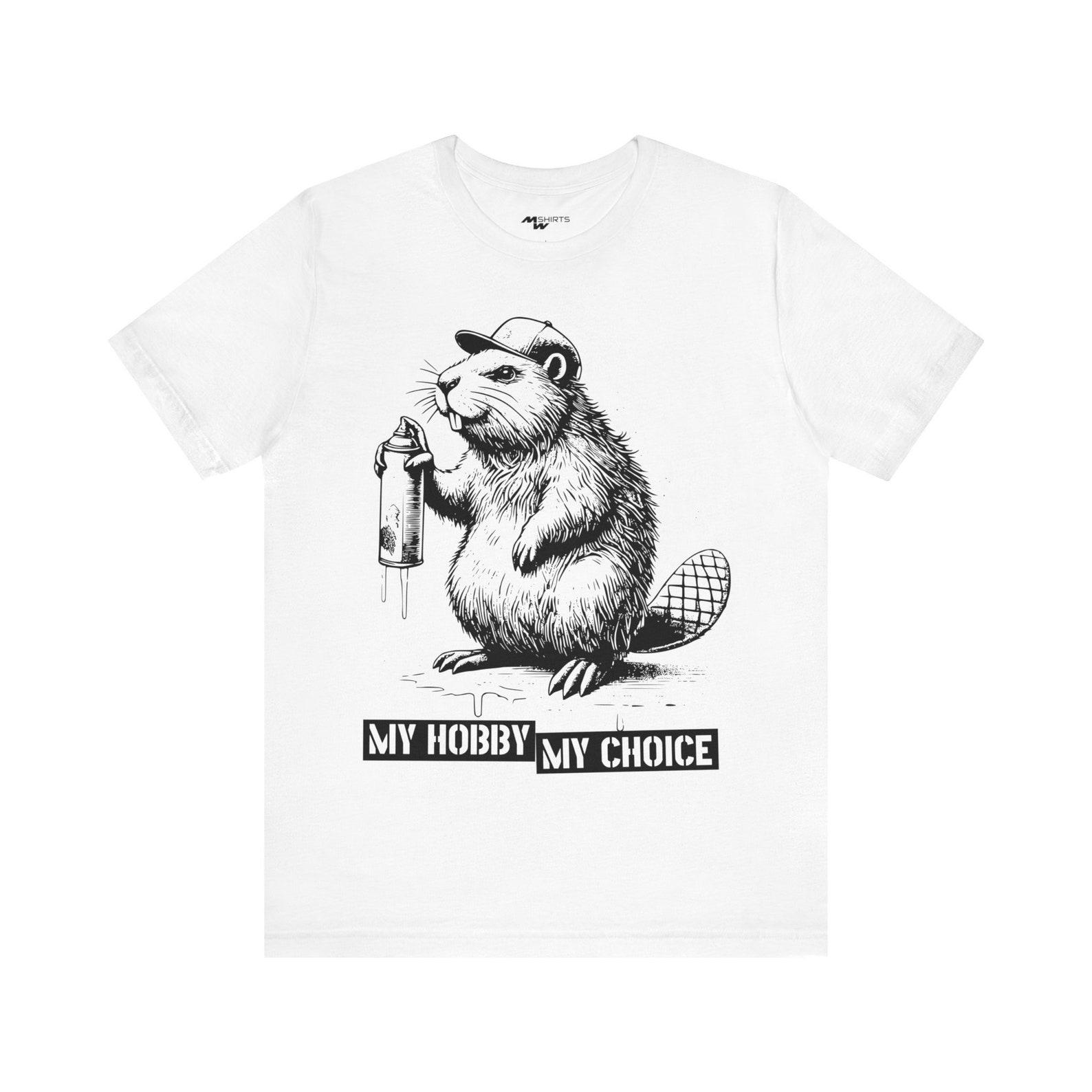 Graffiti Beaver T-Shirt - Copper Engraving Vintage Style/ Unisex Jersey Short Sleeve Tee 4XL