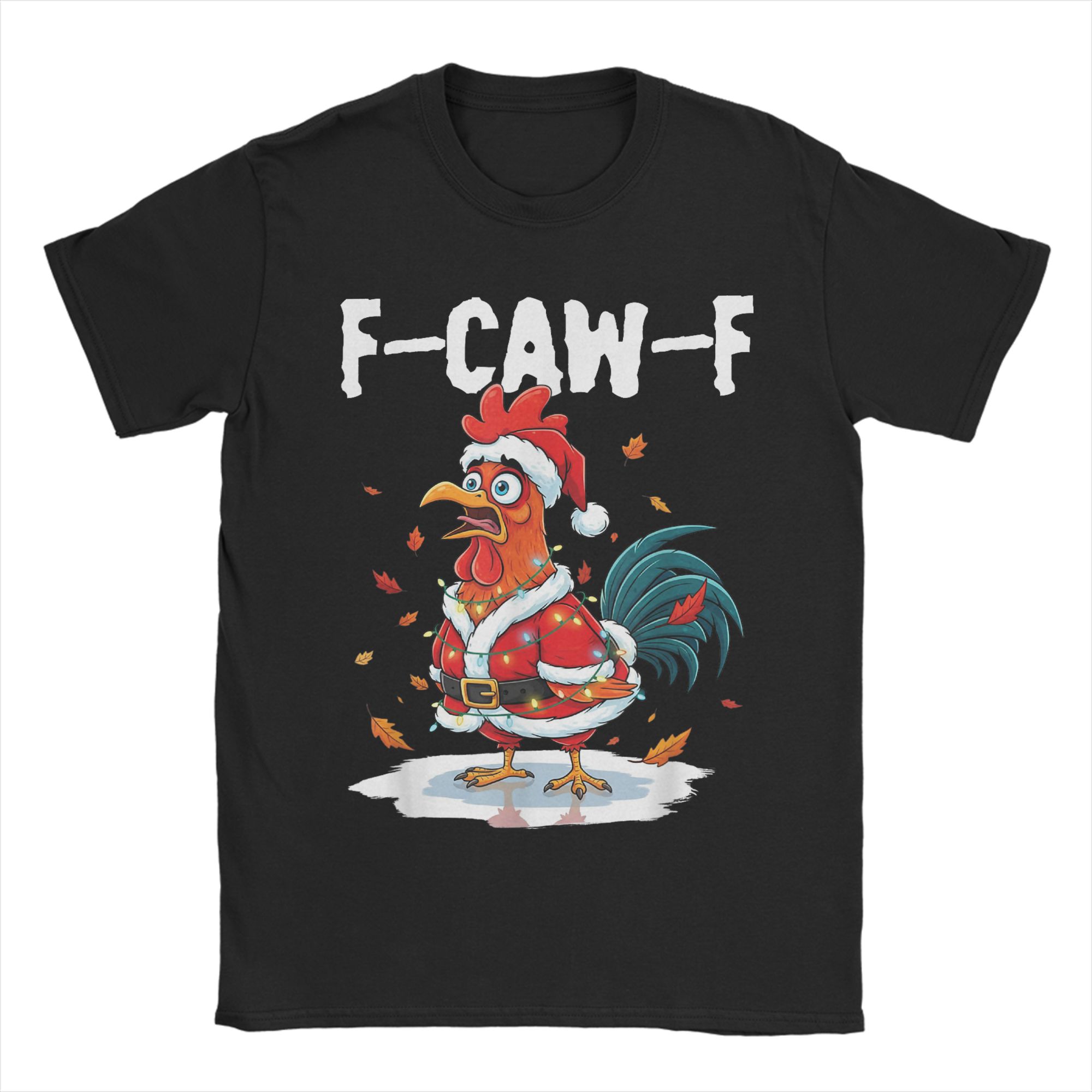 

Funny F-Caw-F Chicken Humor Santa Rooster Christmas Lights T Shirt Man Streetwear T Shirts O Neck Tee Shirt Oversized Tops 4XL