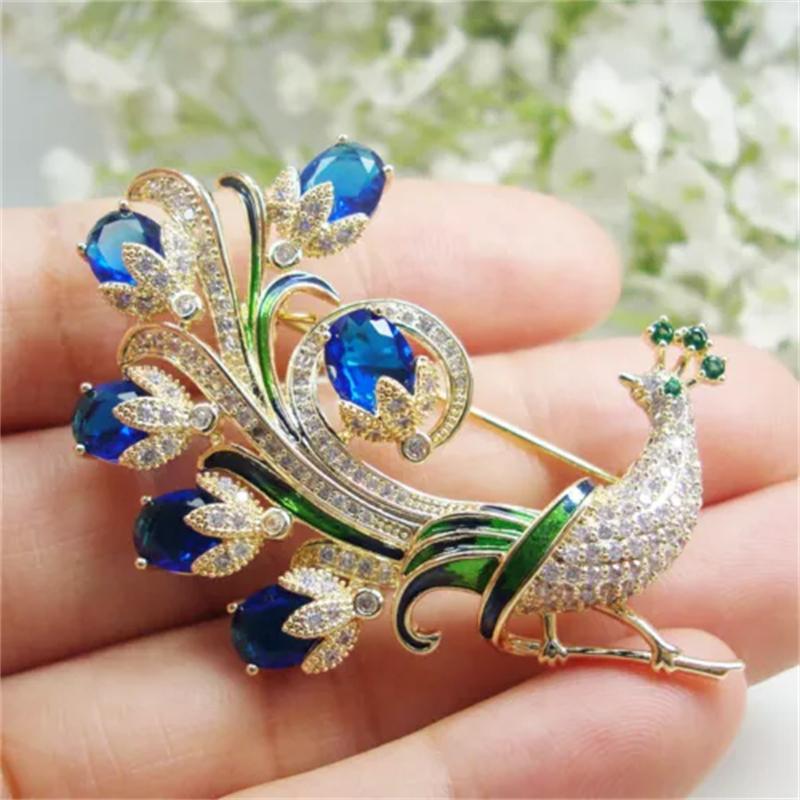 Vintage Women Girls Heavy Industry Crystal Animal Brooch Pin Fashion Luxury Shiny Boutique Rhinestone Badges Corsages For Lady