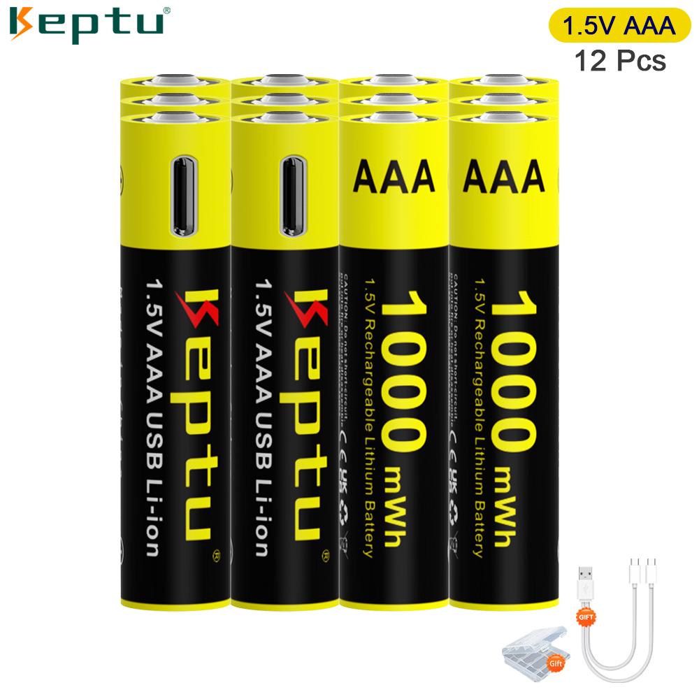 KEPTU 1000mWh 1.5V AAA Rechargeable Li-Ion Battery AAA 3A Bateria Batteries for Camera Toy Car Clocks Computer Motherboard