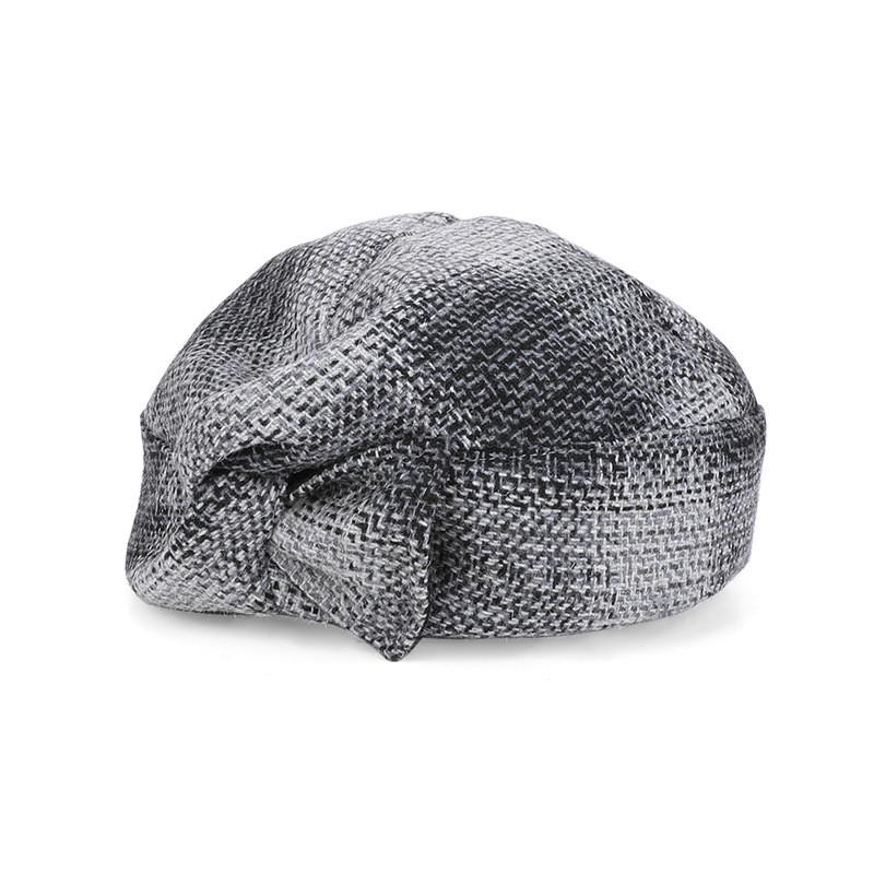 Classic Round Top Wool Blended Fall Beret Hat With Color Block Pattern For Casual Wear