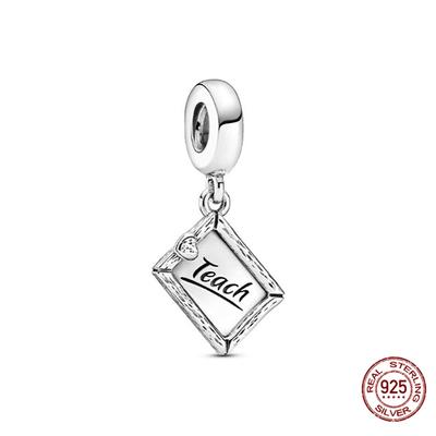 100 %925 Sterling Silver Charms Square Pendant Beads Fit Fashion Charm Bracelet Making for Women Diy Fashion Jewelry