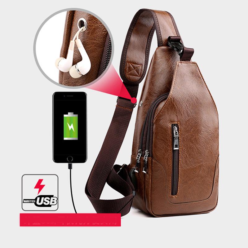 Men's Crossbody Bags Men's USB Chest Bag Designer Messenger Bag Leather Shoulder Bags Diagonal Package Back Pack Travel